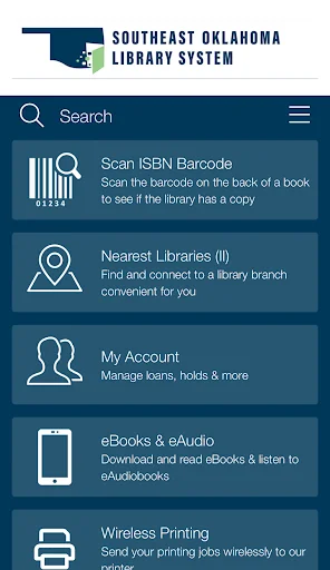 ดาวน์โหลด SE Oklahoma Library System ล่าสุด – จัดการการยืมหนังสือฟรี - Screenshot 1