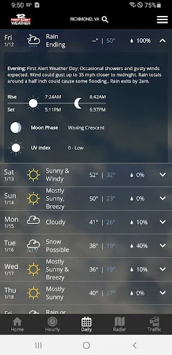 ดาวน์โหลด WWBT First Alert Weather ล่าสุด – พยากรณ์อากาศแม่นยำ ฟรี - Screenshot 3