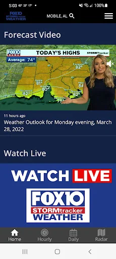 ดาวน์โหลด FOX10 Weather Mobile Alabama ล่าสุด – พยากรณ์อากาศแม่นยำฟรี - Screenshot 2