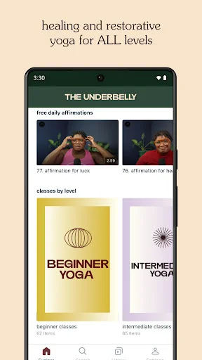 ดาวน์โหลดแอป The Underbelly โยคะและสมาธิสำหรับทุกคน เริ่มต้นได้ง่าย - Screenshot 3