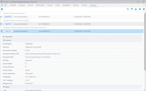 Omnibug: ส่วนขยาย Chrome สำหรับตรวจสอบ Analytics และ MarTech ฟรี - Screenshot 1