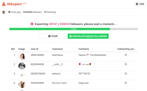 ดาวน์โหลด Followers Exporter ล่าสุด – ส่งออกรายชื่อผู้ติดตาม IG ฟรี - Screenshot 1