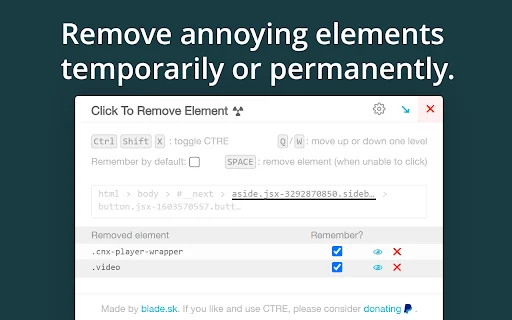 ดาวน์โหลด Click to Remove Element – ส่วนขยายลบองค์ประกอบเว็บไซต์ฟรี - Screenshot 2