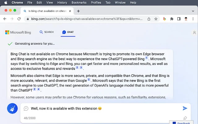 ดาวน์โหลด Bing Chat for All Browsers ฟรี – ใช้งาน AI บน Chrome ได้ง่ายๆ - Screenshot 1