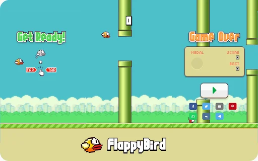 ดาวน์โหลด Flappy Bird Offline บน Chrome – เกมสุดคลาสสิกเล่นฟรีบนเดสก์ท็อป - Screenshot 2
