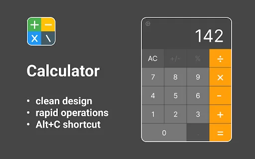 ดาวน์โหลด Calculator App ส่วนขยาย Chrome ฟรี – คำนวณเลขง่ายในเบราว์เซอร์ - Screenshot 1