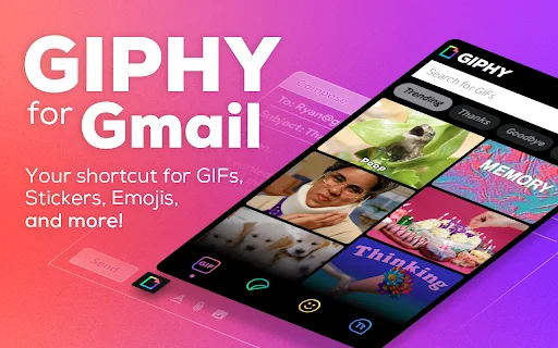 ดาวน์โหลด GIPHY for Gmail เวอร์ชันล่าสุด – เพิ่มสีสันให้ทุกอีเมลของคุณฟรี - Screenshot 1