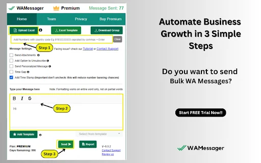 ดาวน์โหลด WAMessager – ส่งข้อความ WhatsApp จำนวนมากฟรี พร้อมฟีเจอร์การตลาดครบวงจร - Screenshot 1