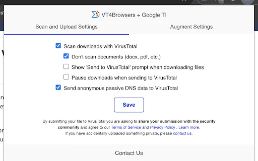 ดาวน์โหลด VT4Browsers + Google TI ล่าสุด – ส่วนขยายความปลอดภัยเบราว์เซอร์ - Screenshot 1