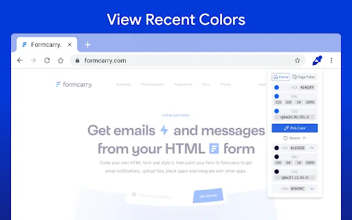 ดาวน์โหลด Color Picker HEX ฟรี – เครื่องมือดูดสีจากหน้าจอที่ดีที่สุดสำหรับ Chrome - Screenshot 3