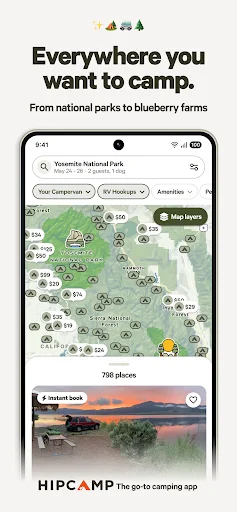 ดาวน์โหลด Hipcamp แอปจองที่พักแรมและลานกางเต็นท์ที่ดีที่สุด – จองง่ายผ่านมือถือ - Screenshot 1