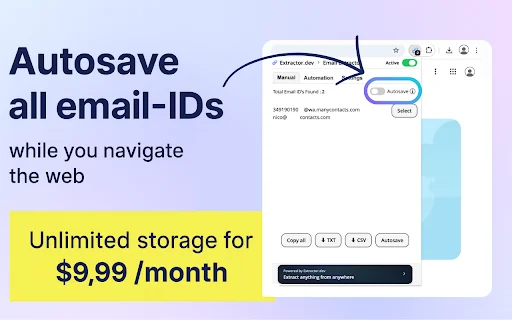 ดาวน์โหลด Email Extractor ส่วนขยาย Chrome ช่วยดึงอีเมลอัตโนมัติ - Screenshot 3