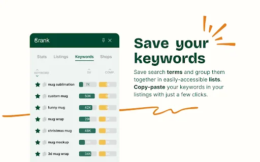 eRank – ตัวช่วยวิเคราะห์ SEO สำหรับร้านค้าออนไลน์และ Etsy - Screenshot 3