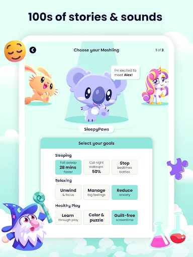ดาวน์โหลด Moshi Kids: แอปช่วยลูกน้อยนอนหลับและผ่อนคลาย – ฟังนิทานและเพลงกล่อมเด็ก - Screenshot 10