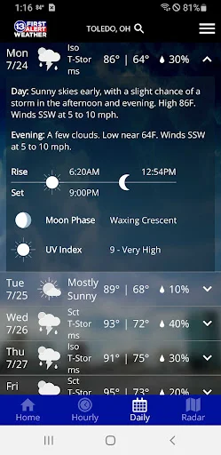 ดาวน์โหลด 13abc First Alert Weather ล่าสุด – พยากรณ์อากาศแม่นยำ ฟรี - Screenshot 3
